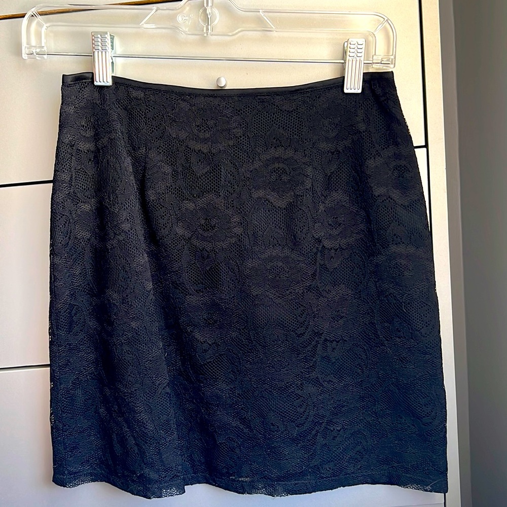 Black lace miniskirt